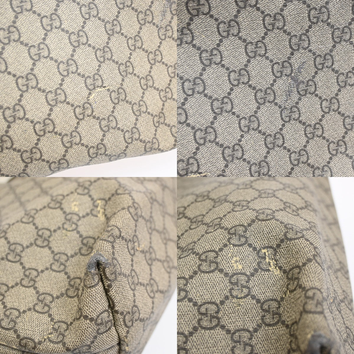 GUCCI Logo GG Pattern Shoulder Tote Bag Supreme Leather Beige Italy 61KB904