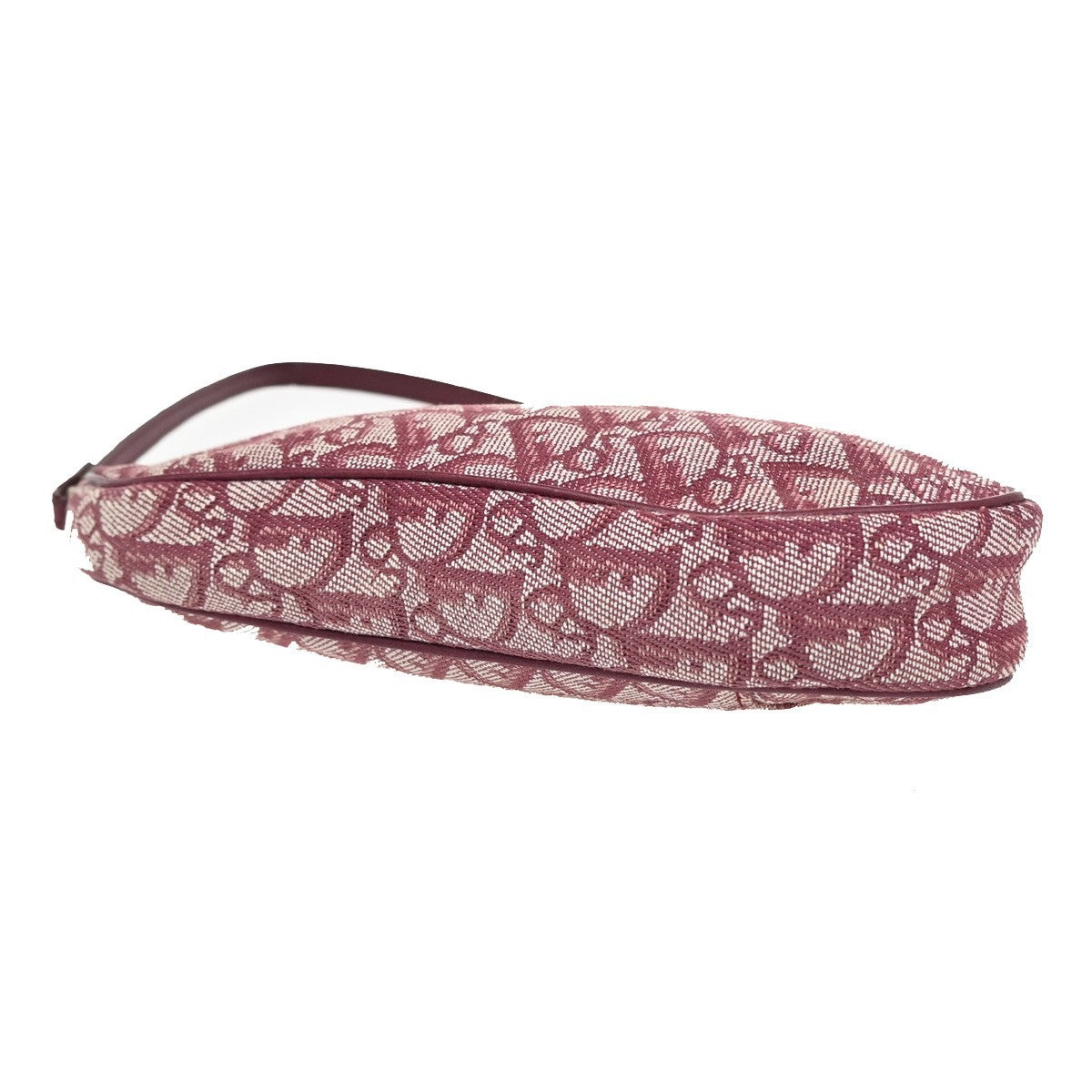CHRISTIAN DIOR Trotter Pattern Saddle Shoulder Bag Canvas Leather Red 93ZA152