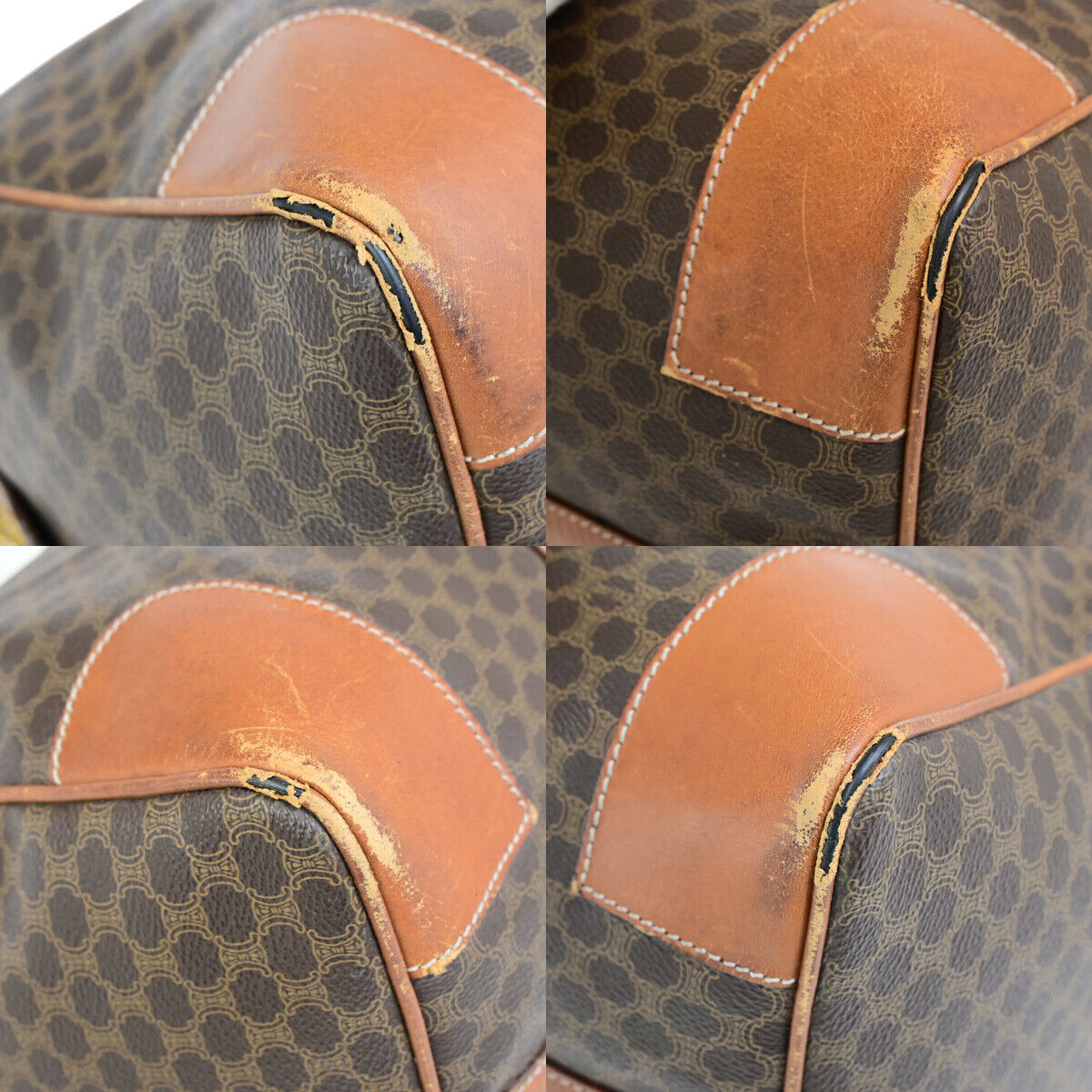 CELINE Logo Macadam Pattern Travel Hand Bag PVC Leather Brown GHW Italy 01YG640