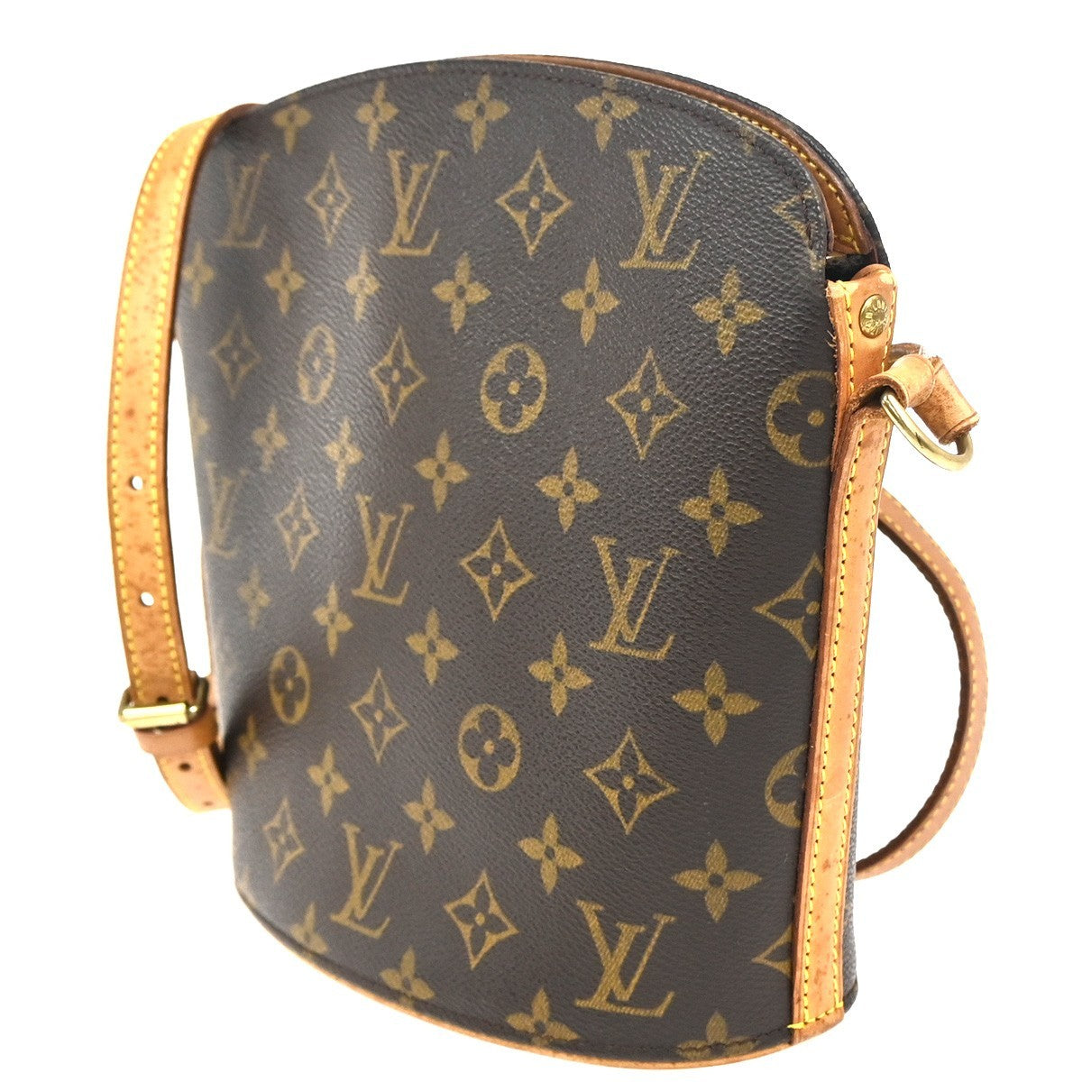 LOUIS VUITTON Logo Drouot Shoulder Bag Monogram Leather Brown M51290 78KC728