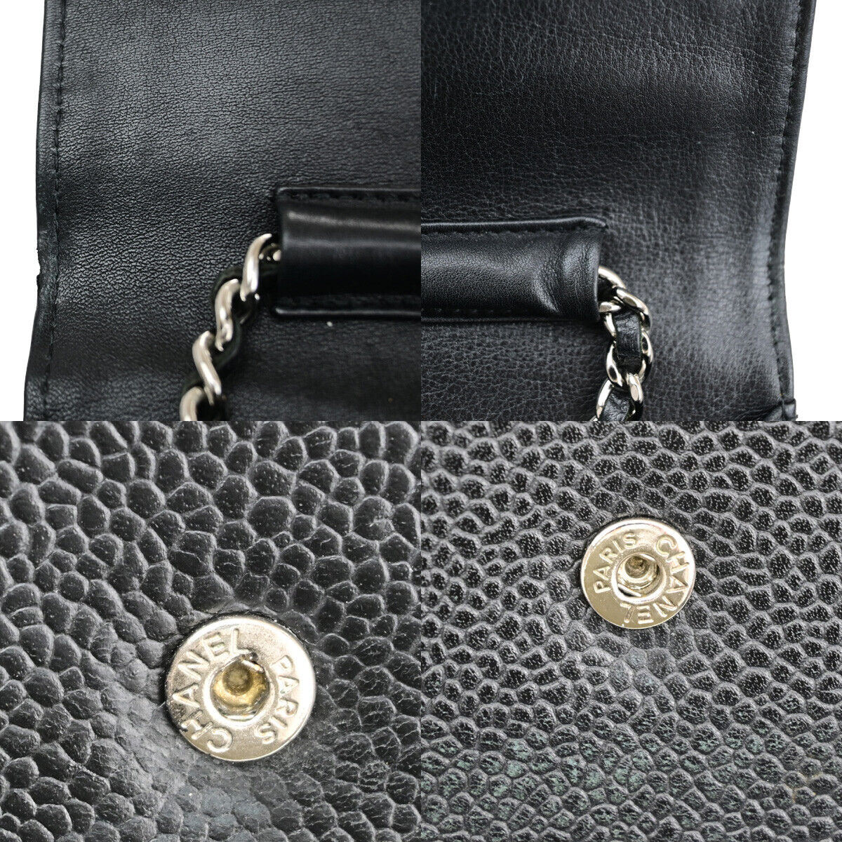 CHANEL CC Logo GST Chain Shoulder Bag Wallet Caviar Skin Leather BK SHW 390RF144