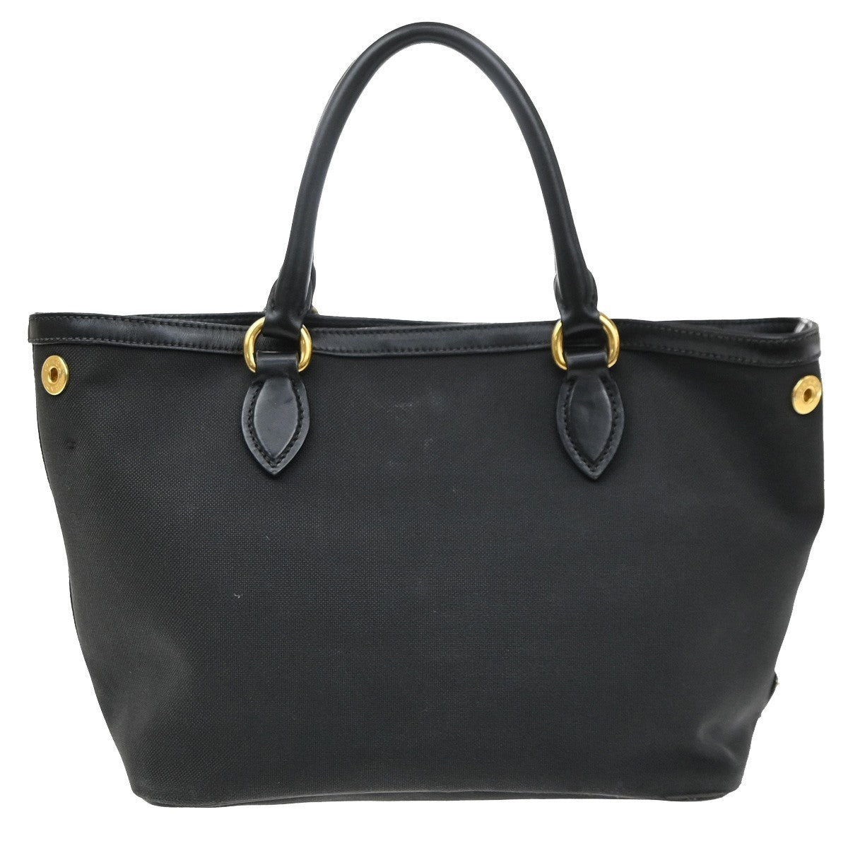 PRADA Logo Jacquard Shoulder Hand Bag Canvas Leather  Black GHW 30SA098