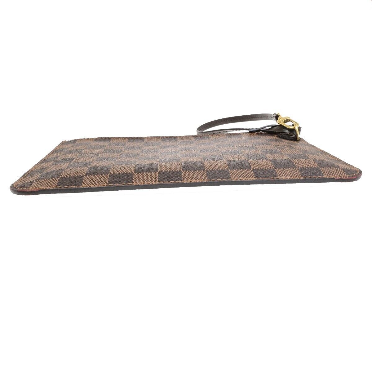 LOUIS VUITTON Neverfull MM Pouch Bag Damier Ebene Leather Brown N41358 35ED930