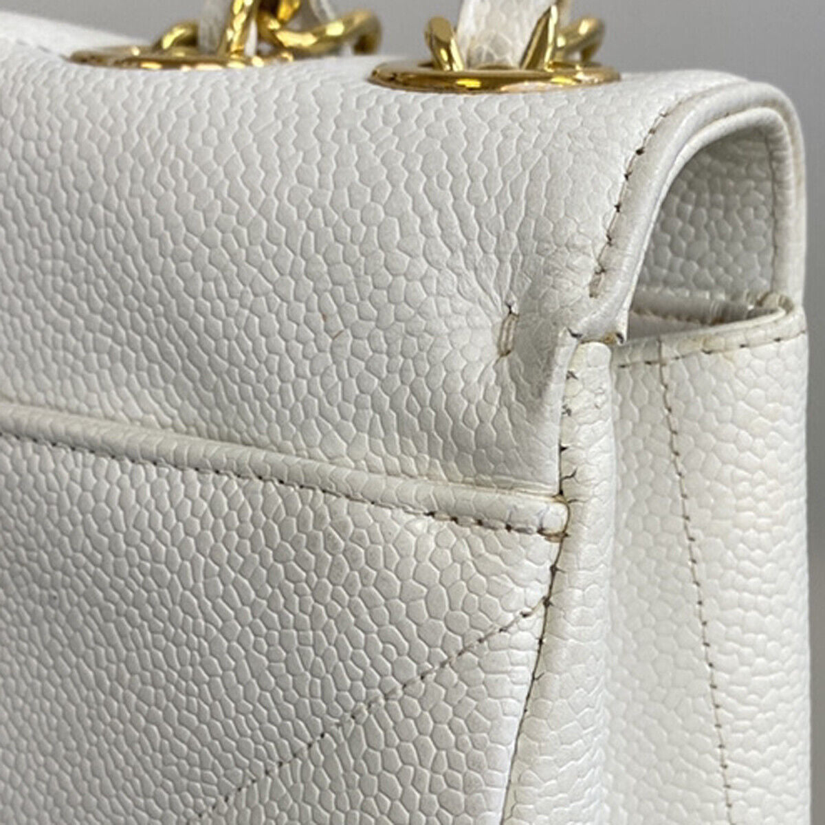 CHANEL CC Bias Stitch 30 Chain Shoulder Bag Grained Calfskin Leather WE 805RK698