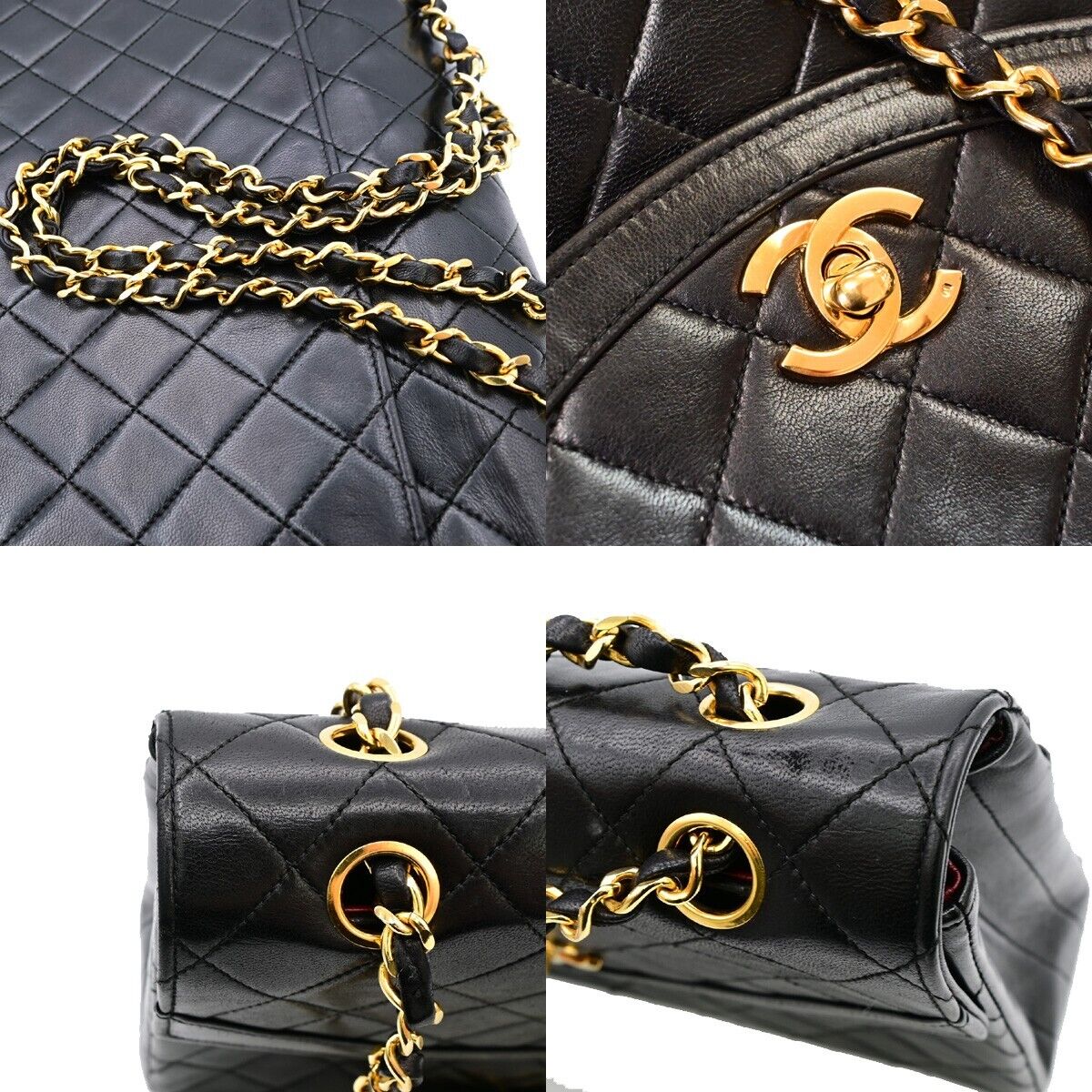 CHANEL CC Matelasse 25 Chain Shoulder Bag Leather Black GHW Vintage 377RJ824
