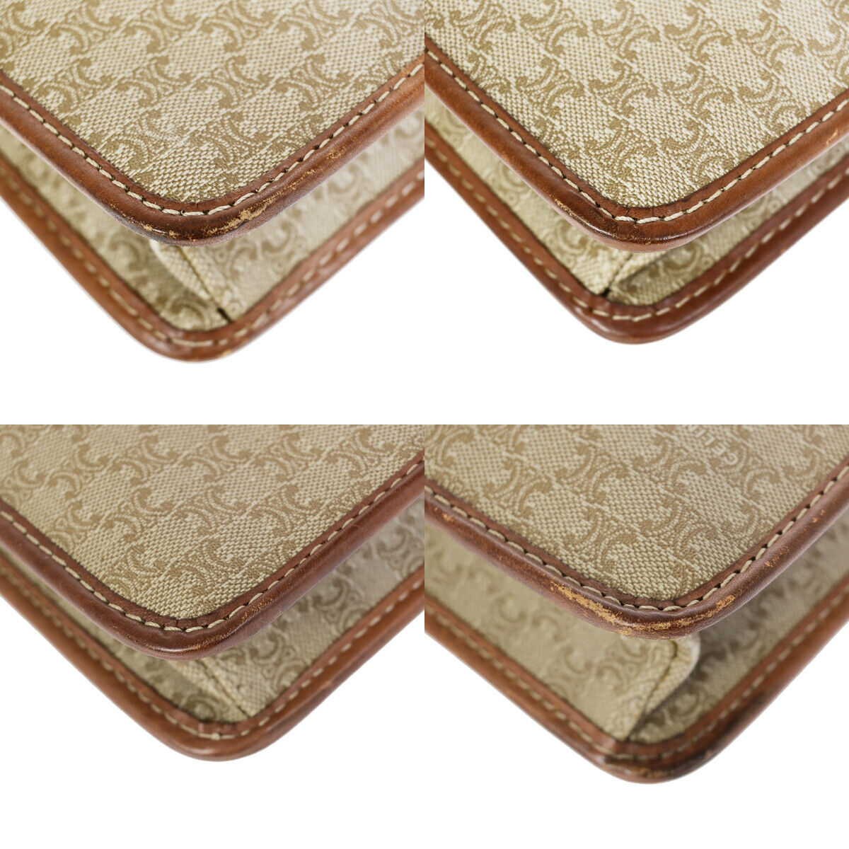 CELINE Logo Macadam Pattern Clutch Hand Bag PVC Leather Beige Brown GHW 01YF603