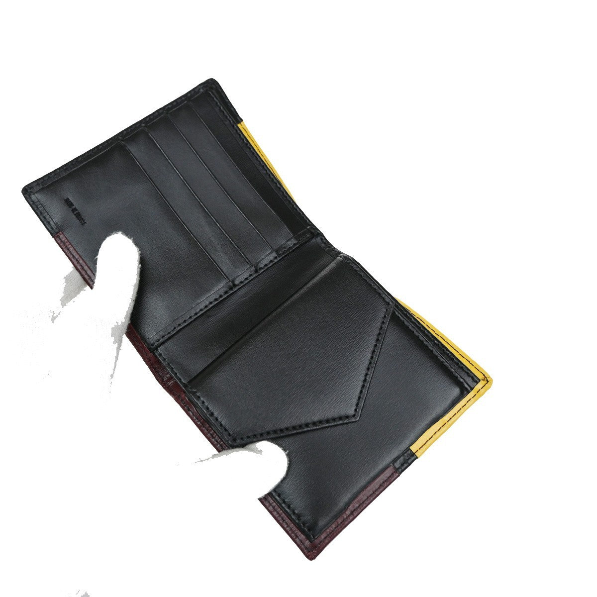 YVES SAINT LAURENT YSL Bifold Compact Wallet Leather Red Yellow Black 04RF830
