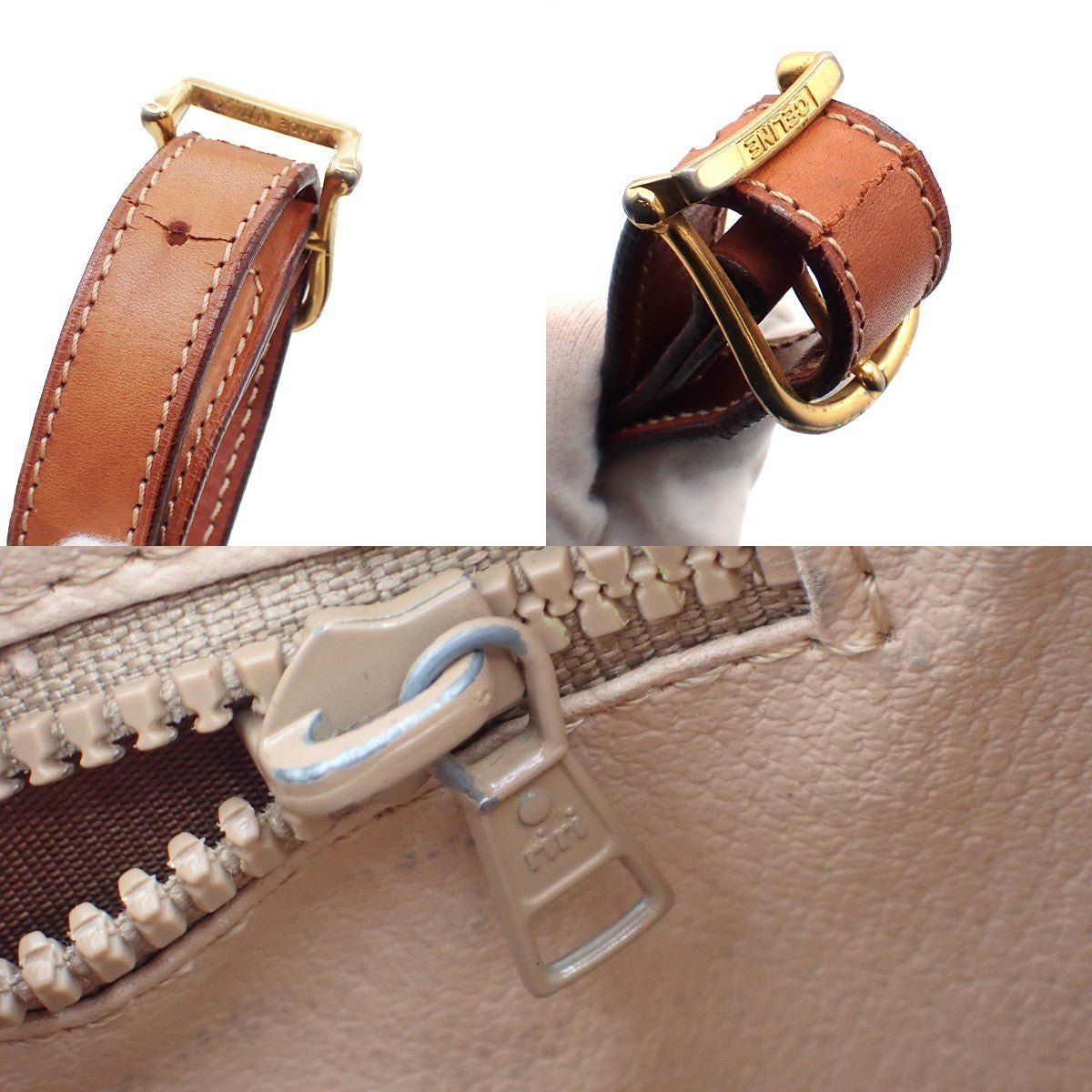 CELINE Logo Macadam Pattern Shoulder Bag PVC Leather Beige Italy 65KC571