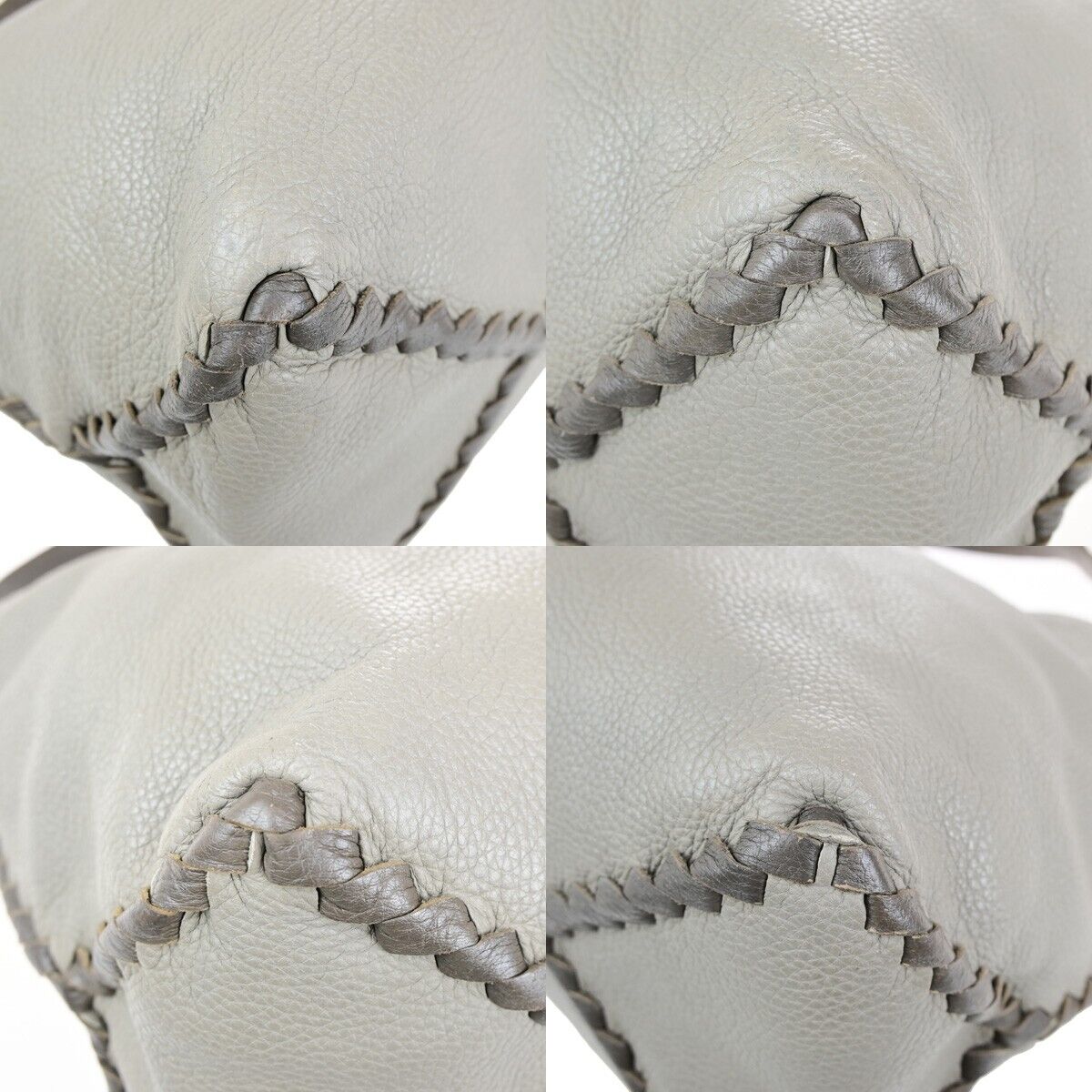 BOTTEGA VENETA Logo Hobo Shoulder Hand Bag Leather Gray Italy 31EC688