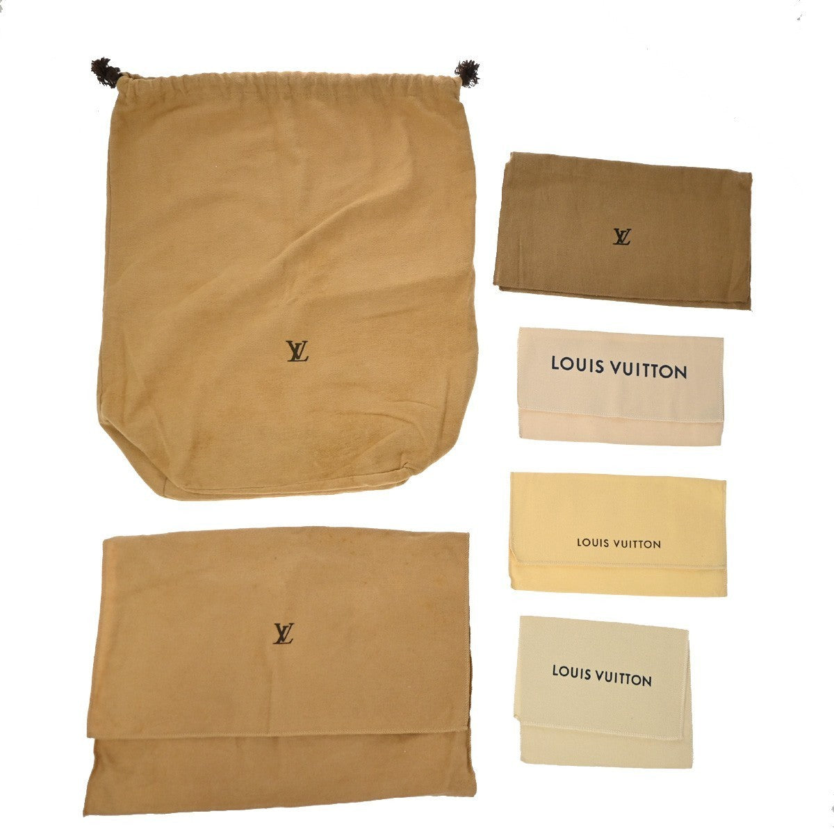 LOUIS VUITTON Logo 10 Set Dust Bag Drawstring Canvas Cotton Beige Brown 09KP307