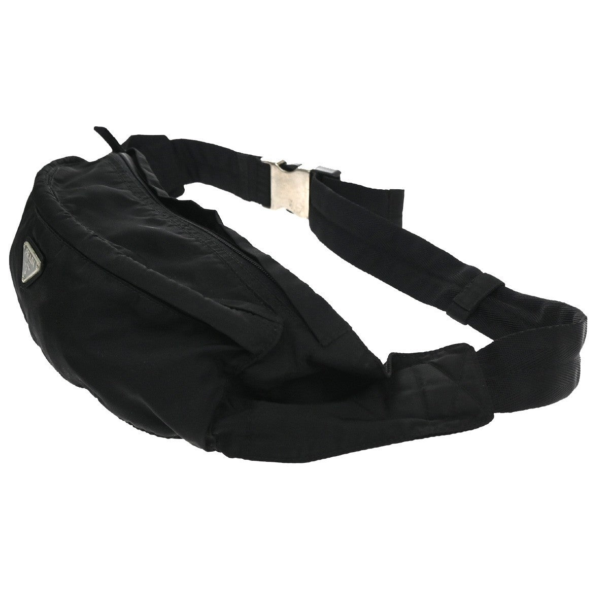 PRADA MILANO Tessuto Bum Bag Nylon Leather Black Italy 67CB022