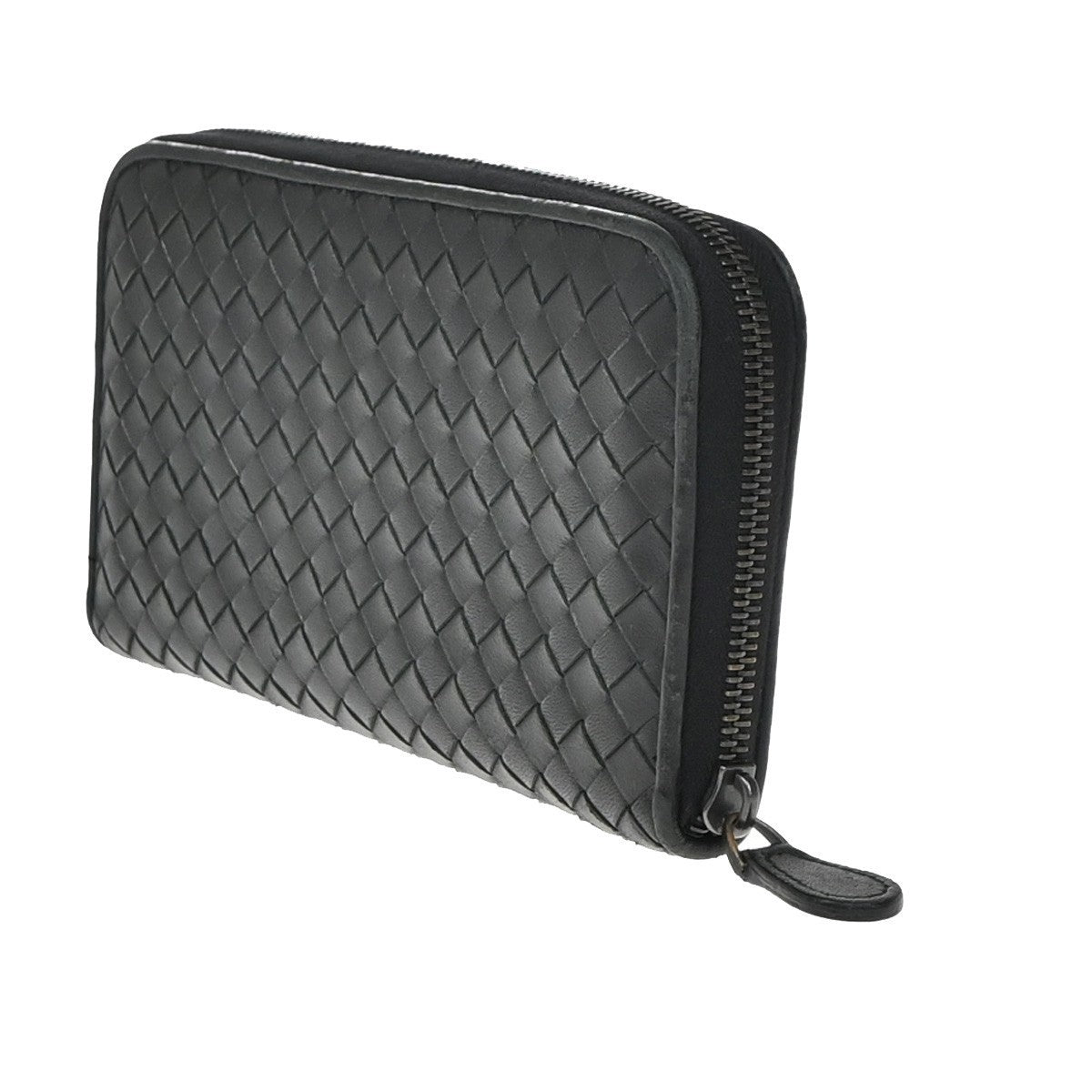 BOTTEGA VENETA Intrecciato Zipper Around Long Wallet Leather Black Italy 65KP223