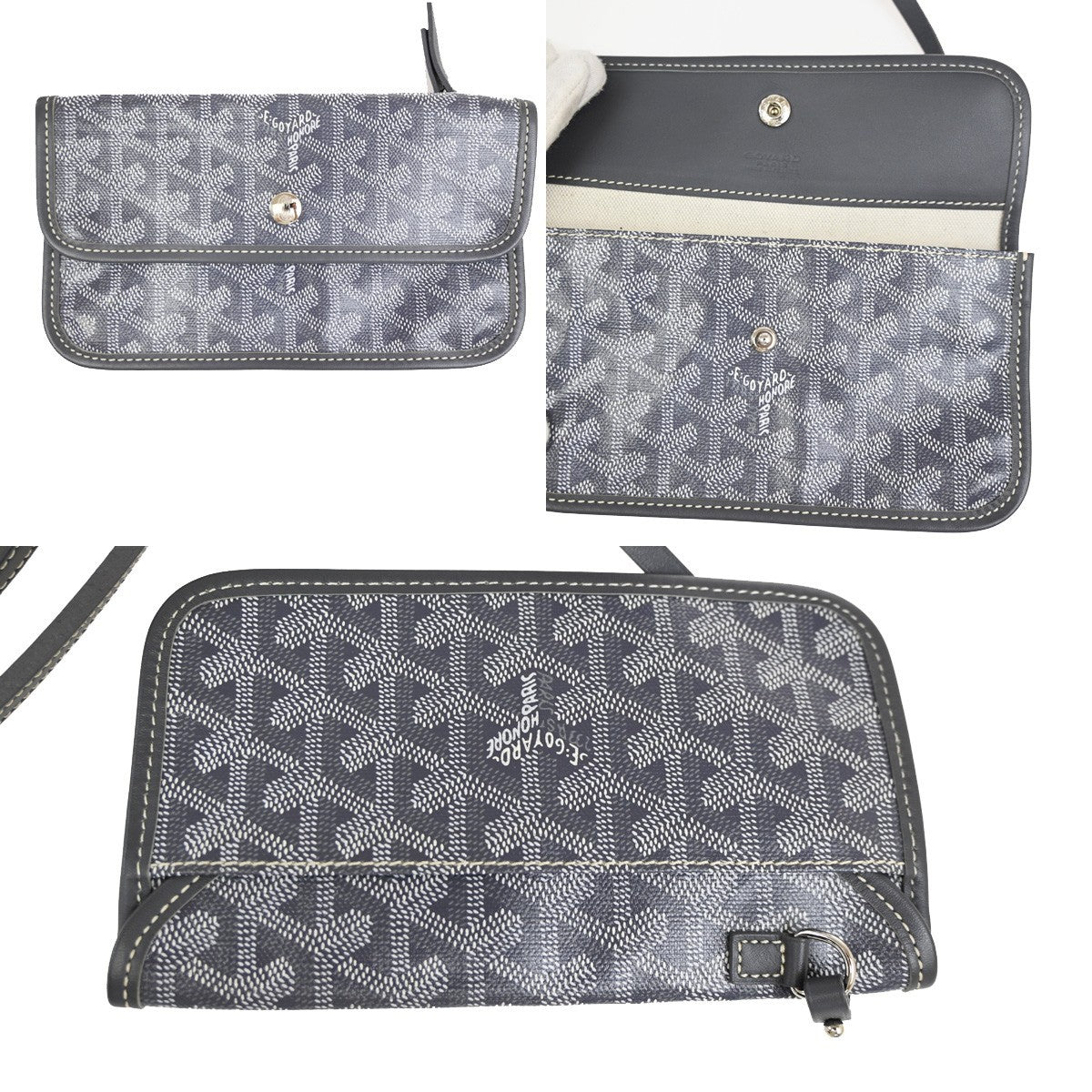 GOYARD Saint Louis PM Marquage  Shoulder Tote Bag Pouch Gray Canvas 640RL920