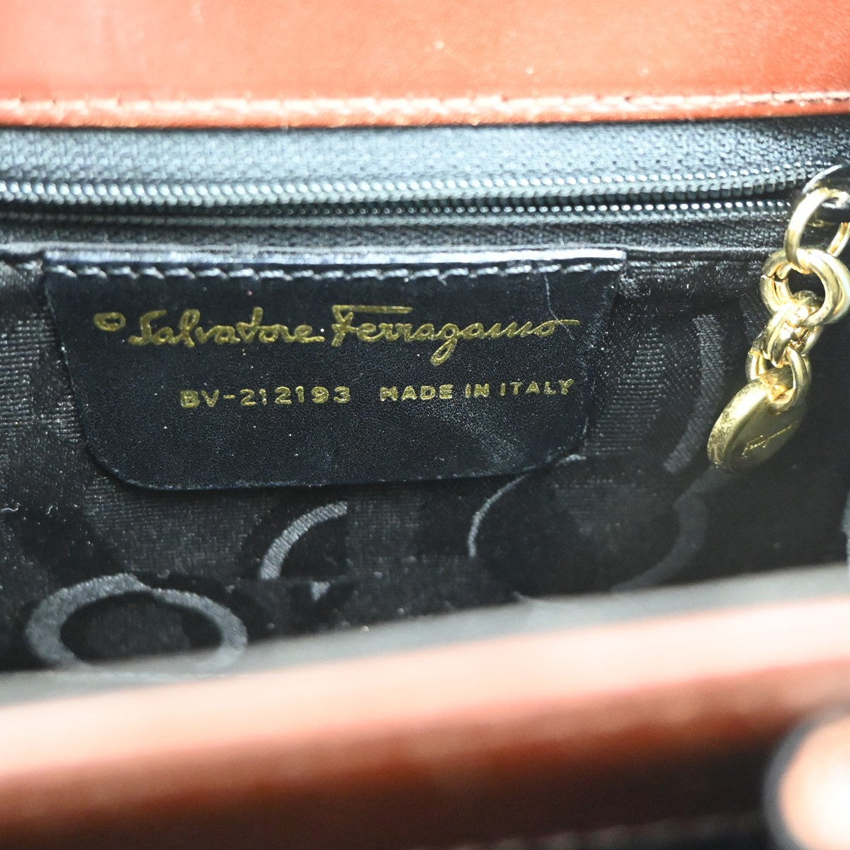 Salvatore Ferragamo Gancini 2Way Shoulder Hand Bag Leather Brown Gold 34CA728