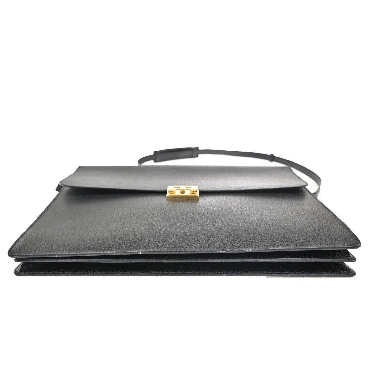 SALVATORE FERRAGAMO Logo 2way Brifecase Hand Bag Leather Black GHW Italy 63ZA157
