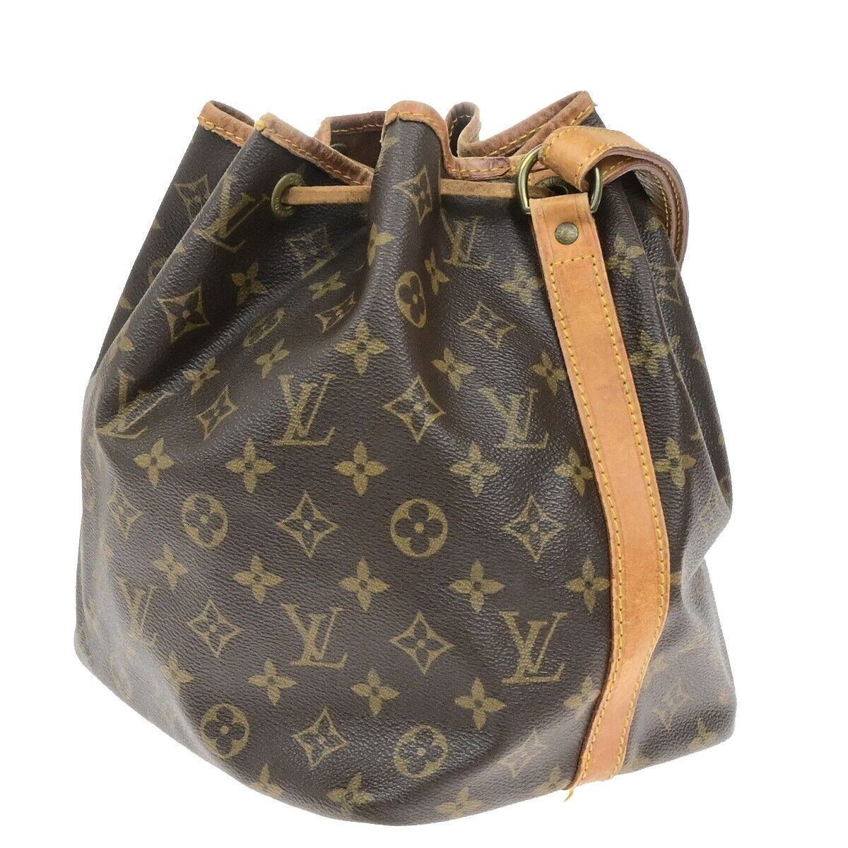 LOUIS VUITTON Petit Noe Drawstring Shoulder Bag Monogram Leather M42226 62ED926