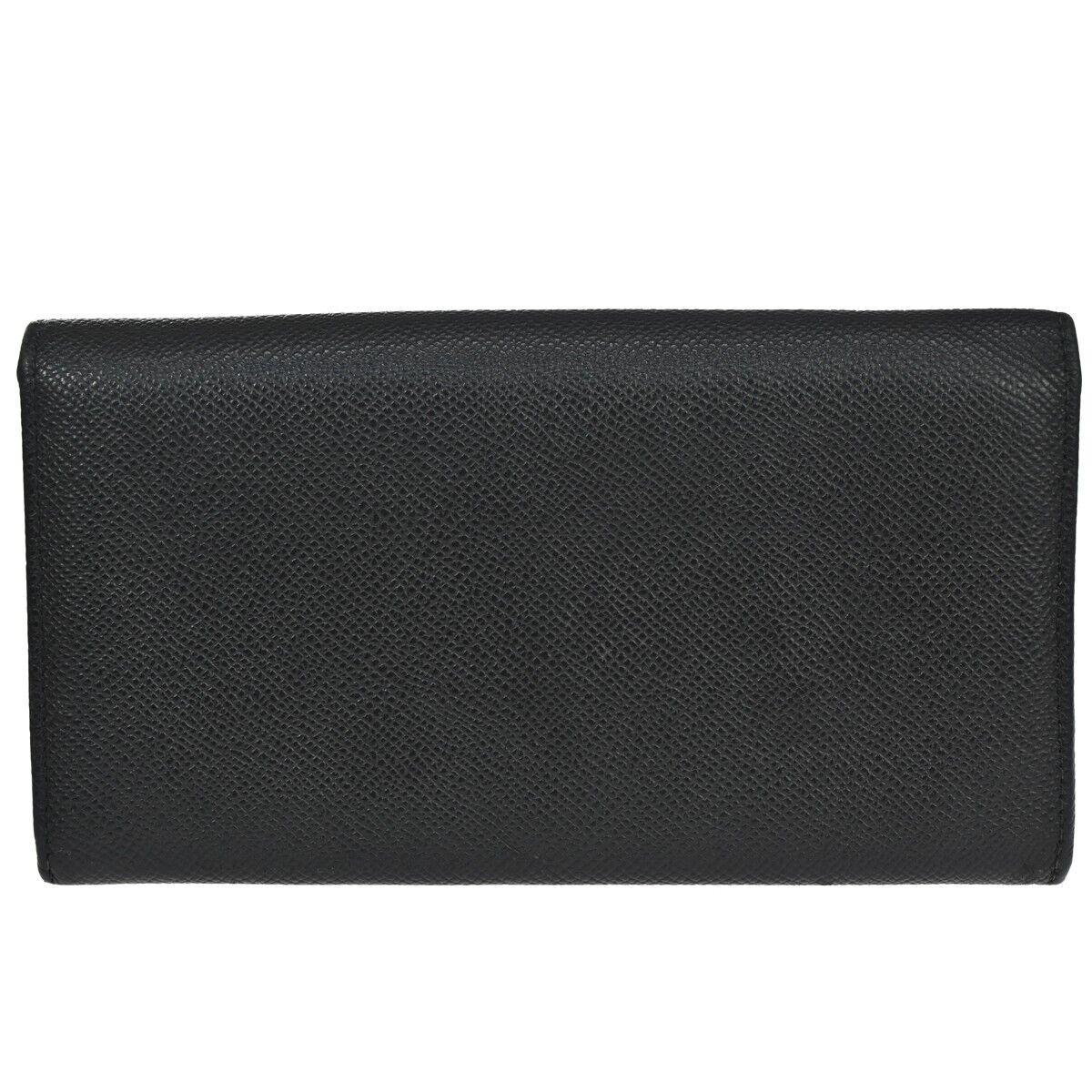 BVLGARI BVLGARI Logo Long Bifold Wallet Purse Leather Black Silver Italy 07EA090