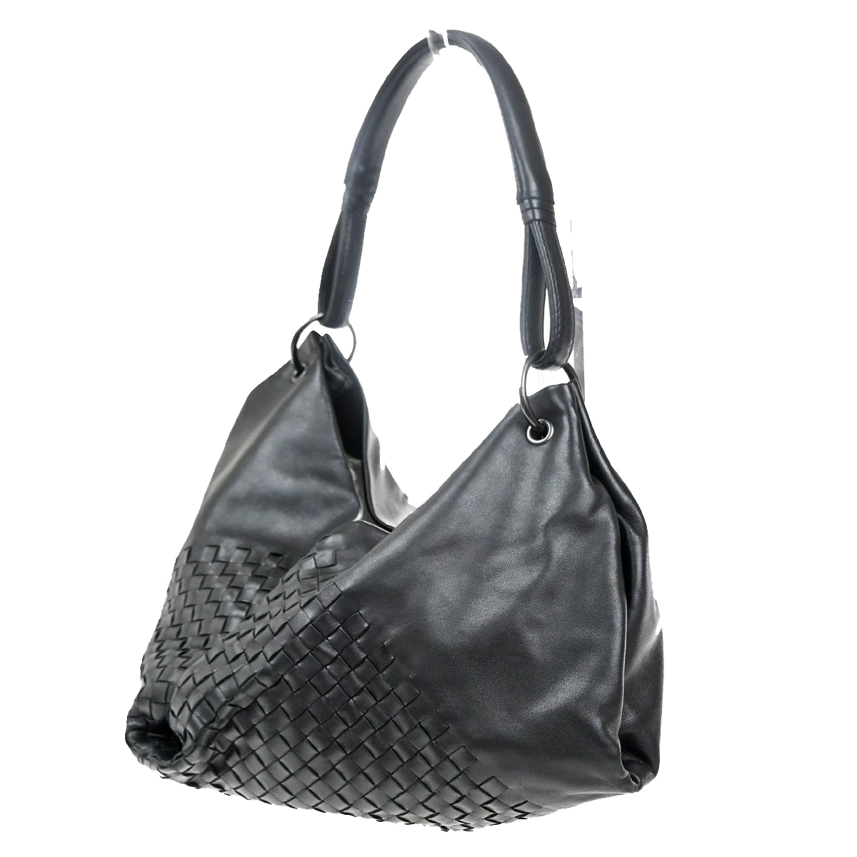 BOTTEGA VENETA Intrecciato Logo Shoulder Bag Leather Black Italy 667RL737