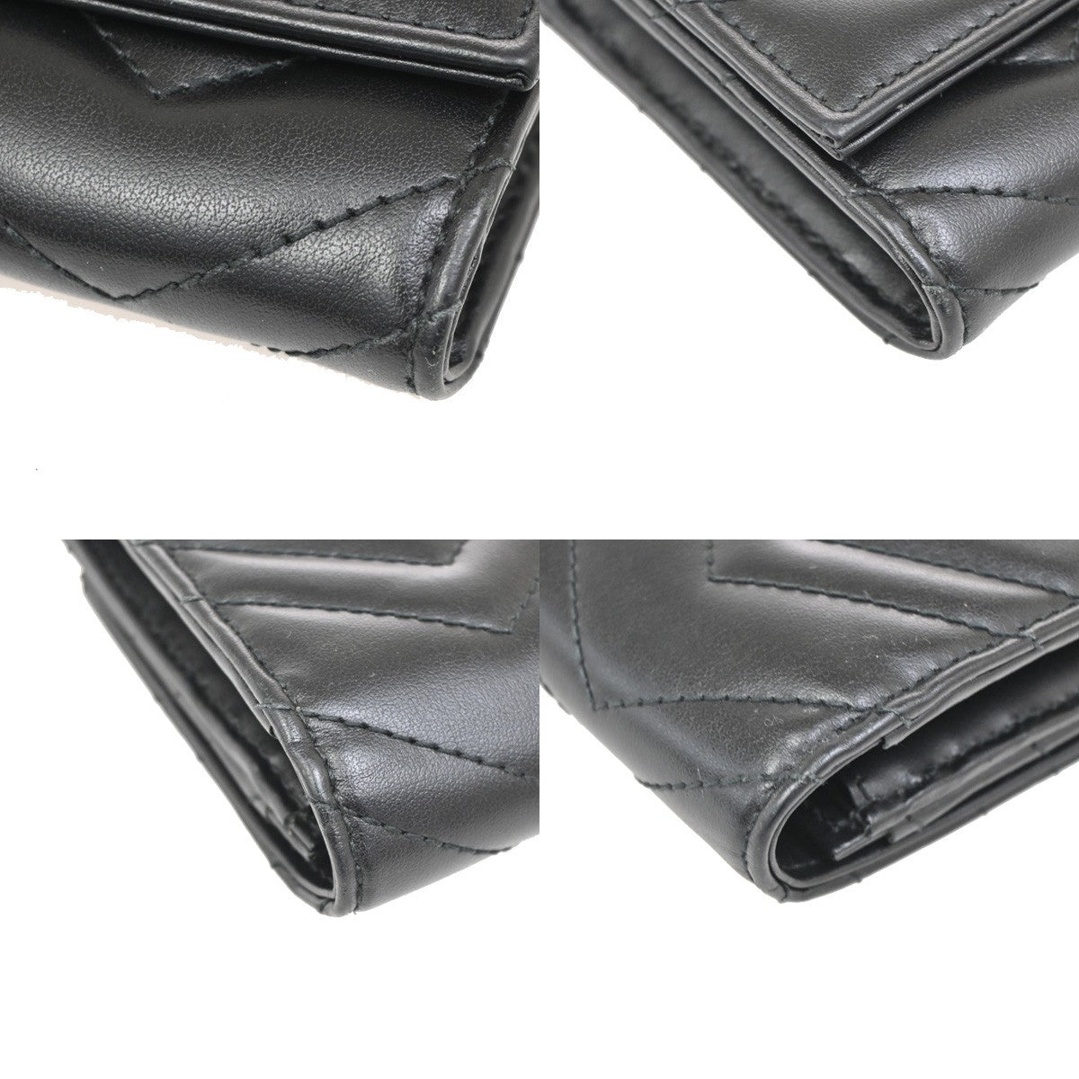 GUCCI Marmont Continental GG  Long Bifold Wallet Leather Black GHW 81TA043