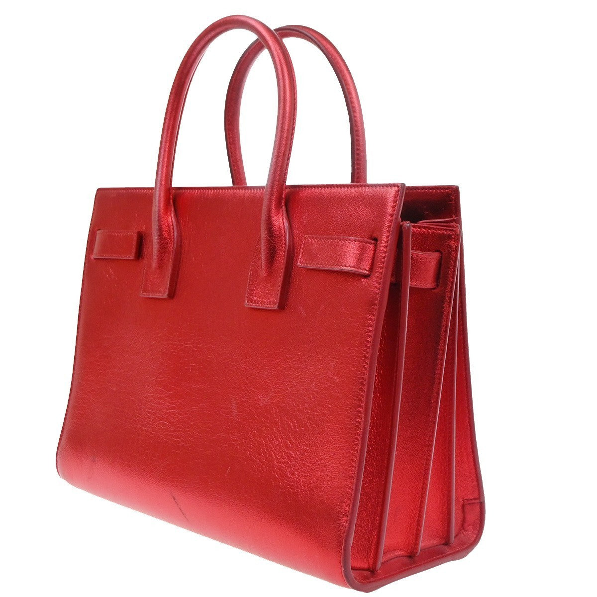 SAINT LAURENT Sac de Jour 2Way Shoulder Handbag Leather Red GHW Italy 97TA704