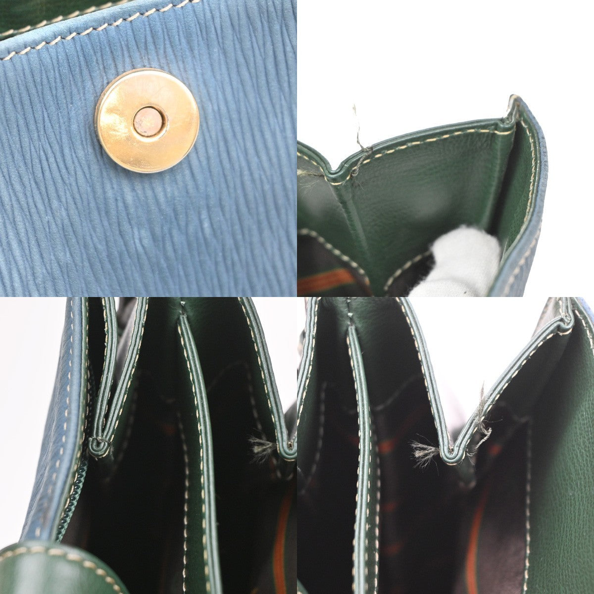 LOEWE Velazquez Logo Shoulder Bag Suede Leather Green Blue GHW Spain 97MA549