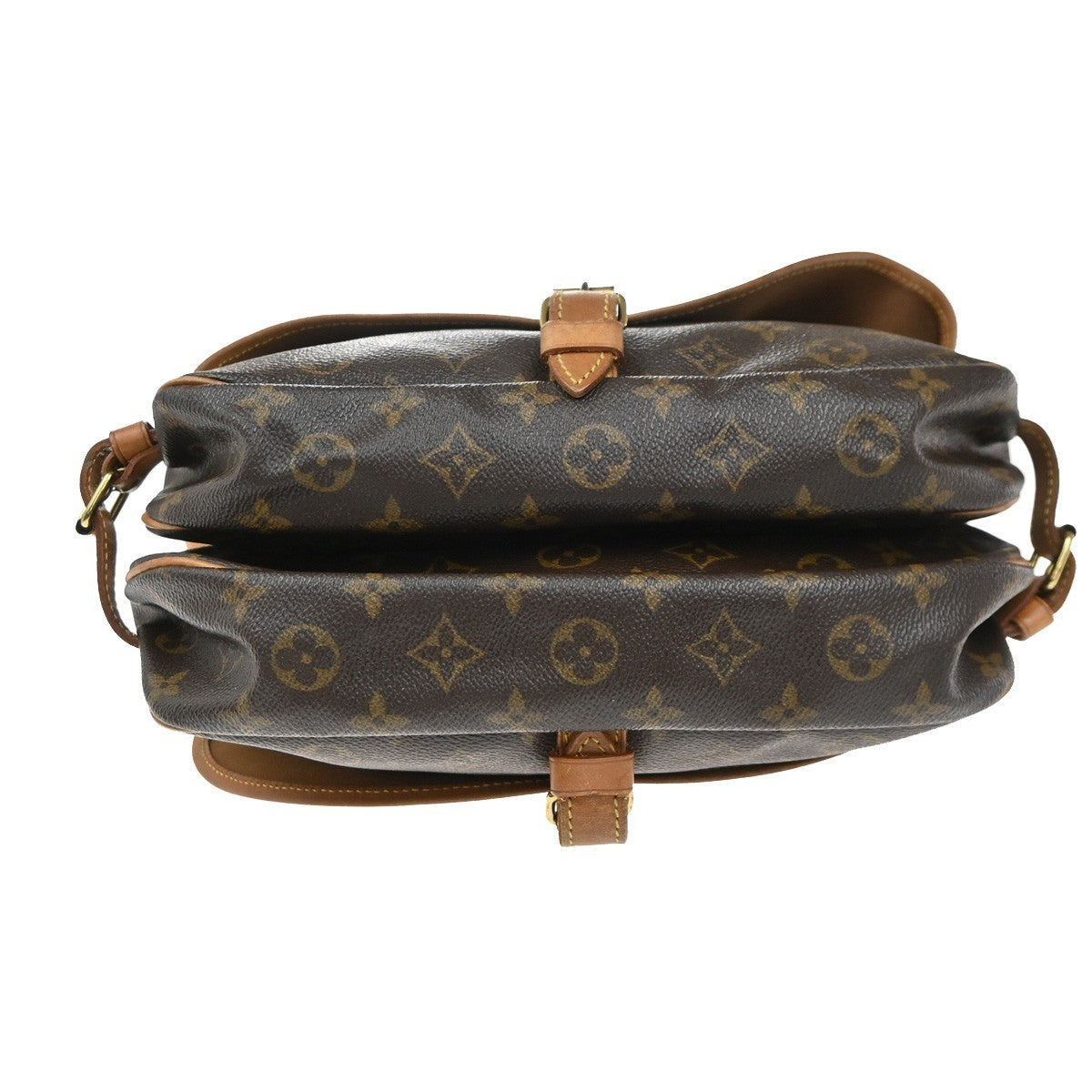 LOUIS VUITTON Logo Saumur 30 Shoulder Bag Monogram Leather Brown M42256 73KP436