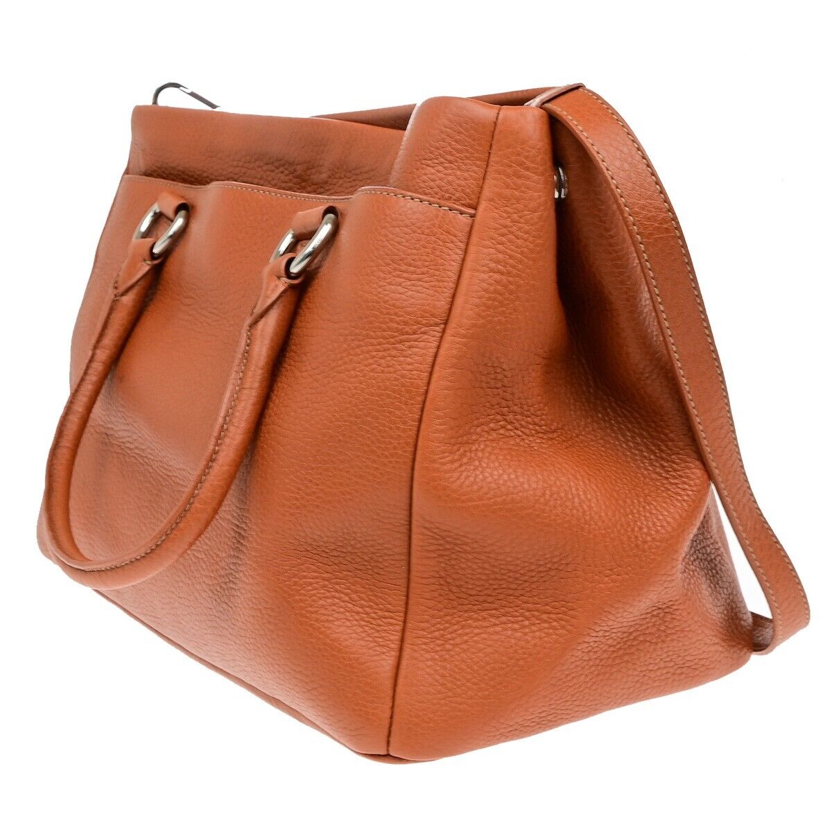 PRADA 2Way Shoulder Tote Bag Vitello Daino Leather Rame Orange BR4393 18ED877