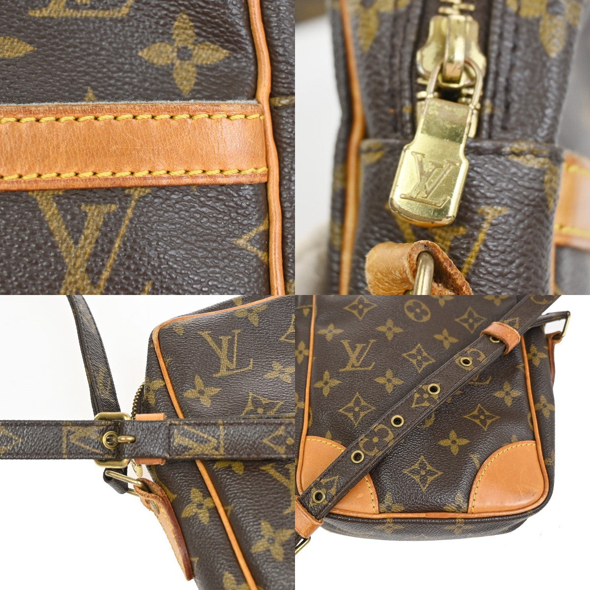 LOUIS VUITTON Danube Shoulder Bag Monogram Leather Brown USA M45266 32KC974