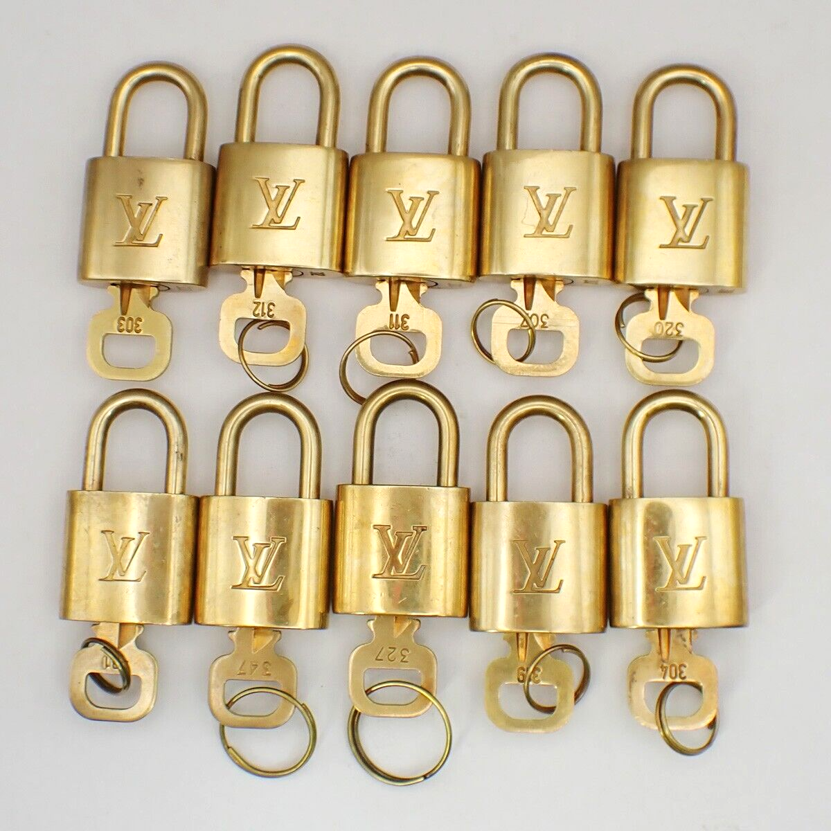 LOUIS VUITTON LV 10 Set  Padlock Key Bag Charm Cadena Gold Plated France 37YF815