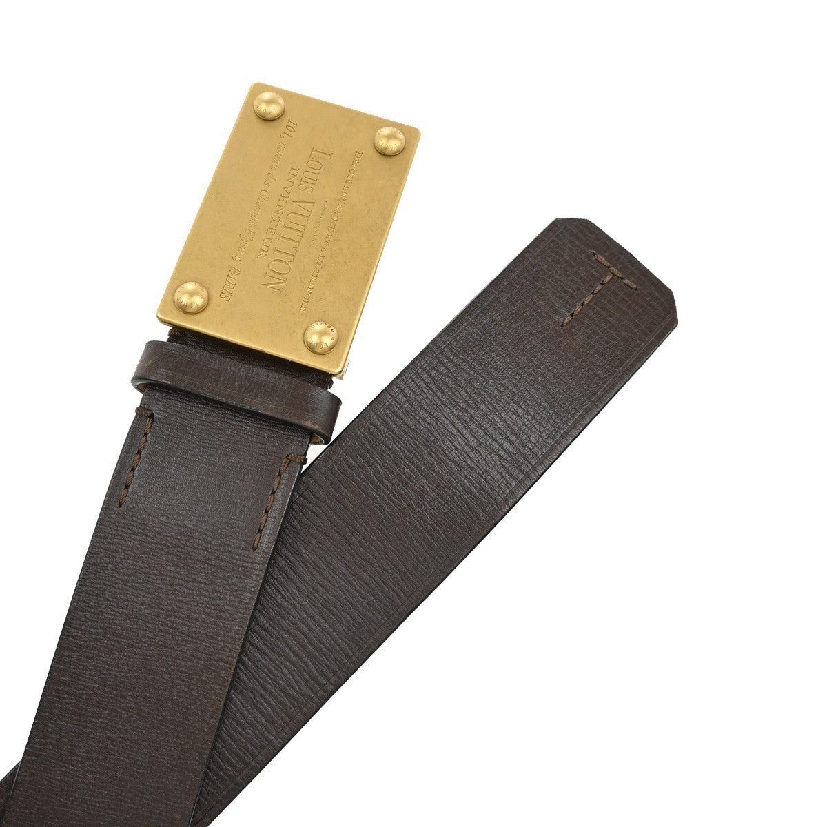 LOUIS VUITTON Logo Ceinture Utah Belt 110/44 Leather Brown GHW M6811W 30KB418