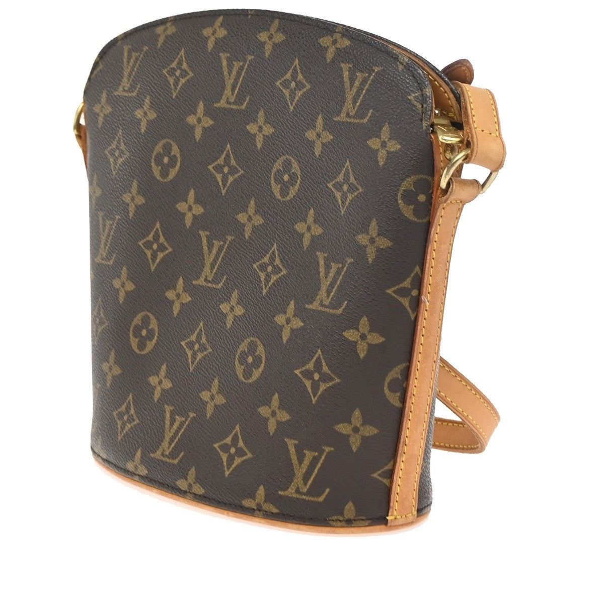 LOUIS VUITTON Logo Drouot Shoulder Bag Monogram Leather Brown M51290 74ZA349