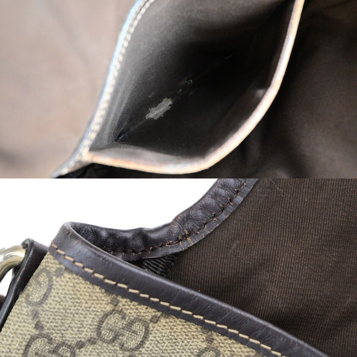 GUCCI Logo GG Pattern Crossbody Shoulder Bag PVC Leather Brown Italy 68EC870