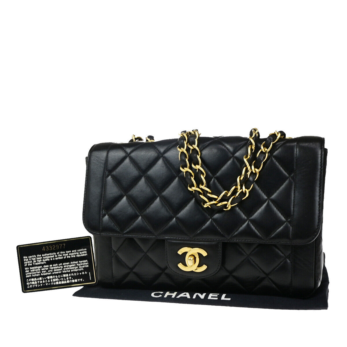 CHANEL CC Logo Matelasse Chain Shoulder Bag Leather Black GHW Vintage 380RK676