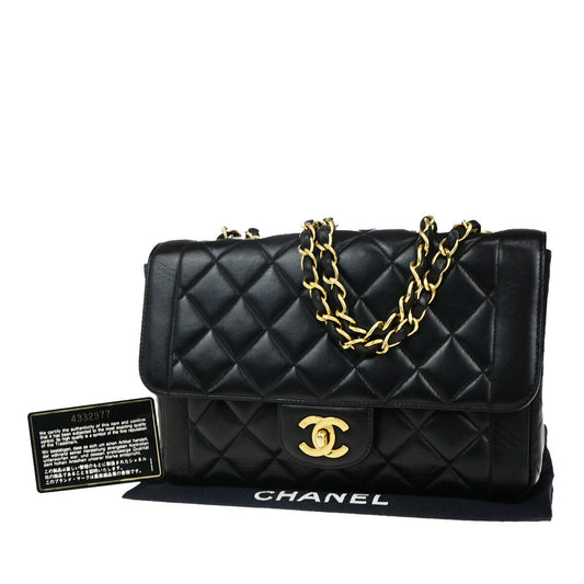 CHANEL CC Logo Matelasse Chain Shoulder Bag Leather Black GHW Vintage 380RK676