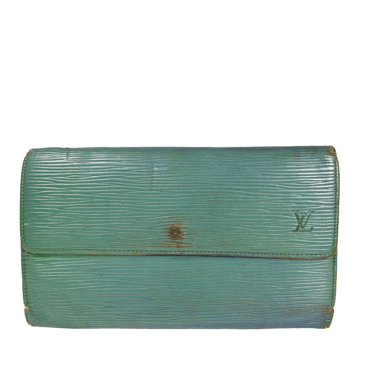LOUIS VUITTON Logo International Trifold Wallet Epi Leather Green M63384 08YD113