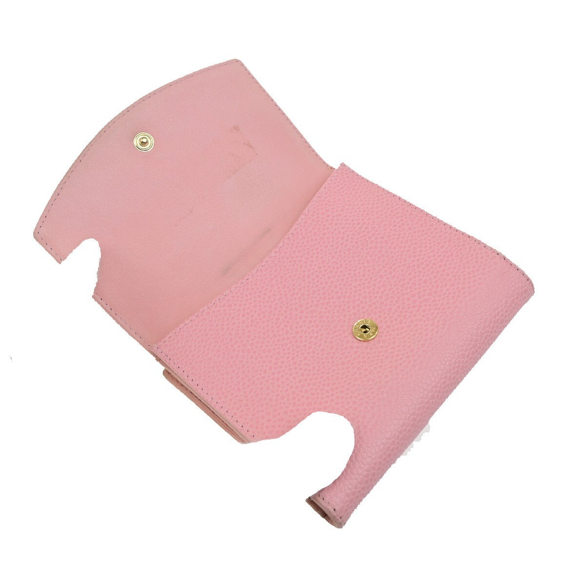 CHANEL CC Logo Bifold Compact Wallet Grained Calfskin Leather Pink GHW 83KB512