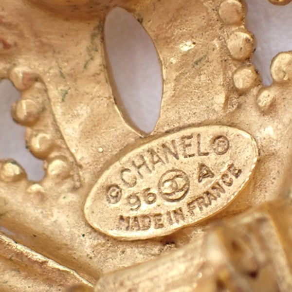 CHANEL CC Diamond Shape Button Earrings 96 AClip-On Gold GHW Vintage 83RL871