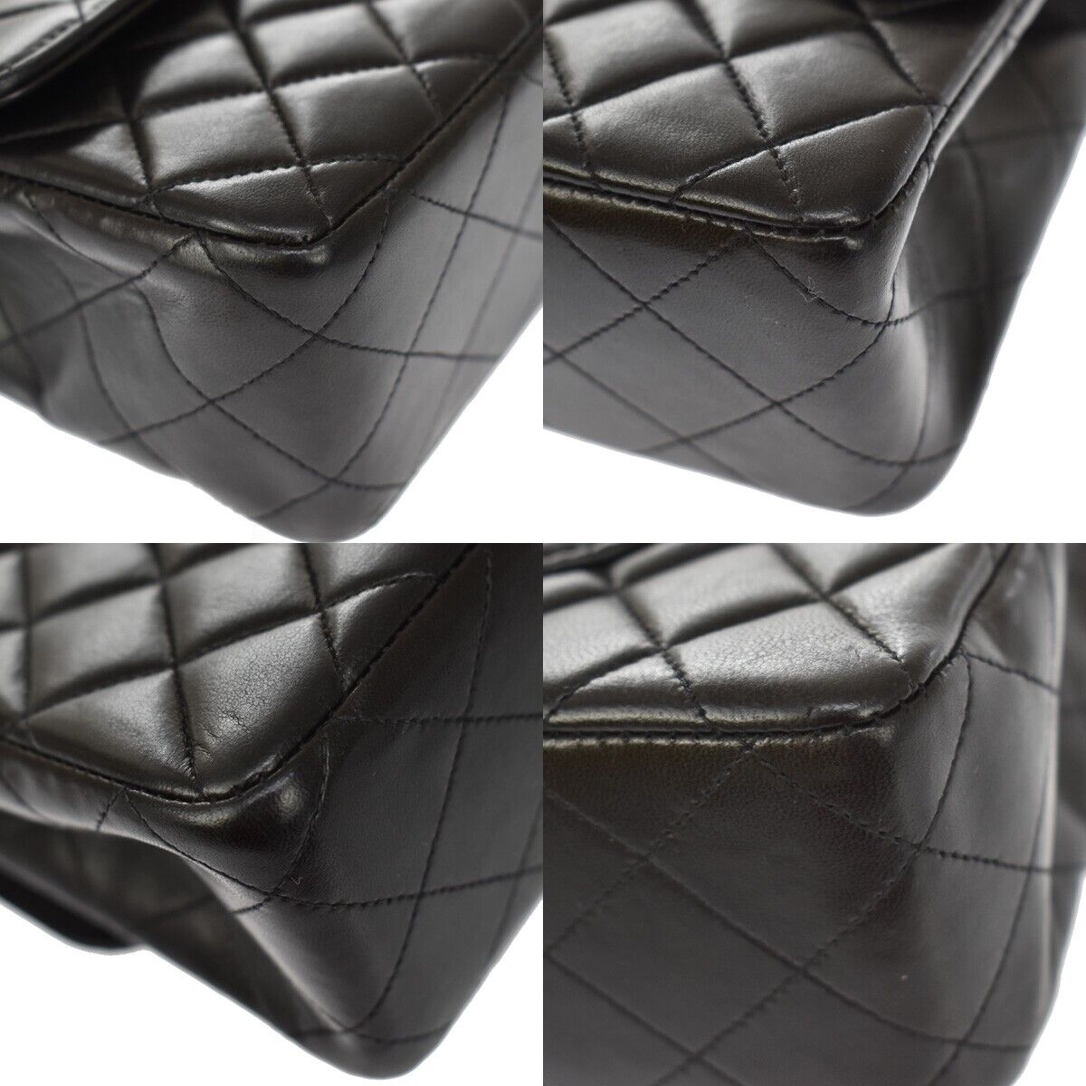 CHANEL CC Matelasse 25 Hand Bag Leather Black Gold France Vintage 759LC173