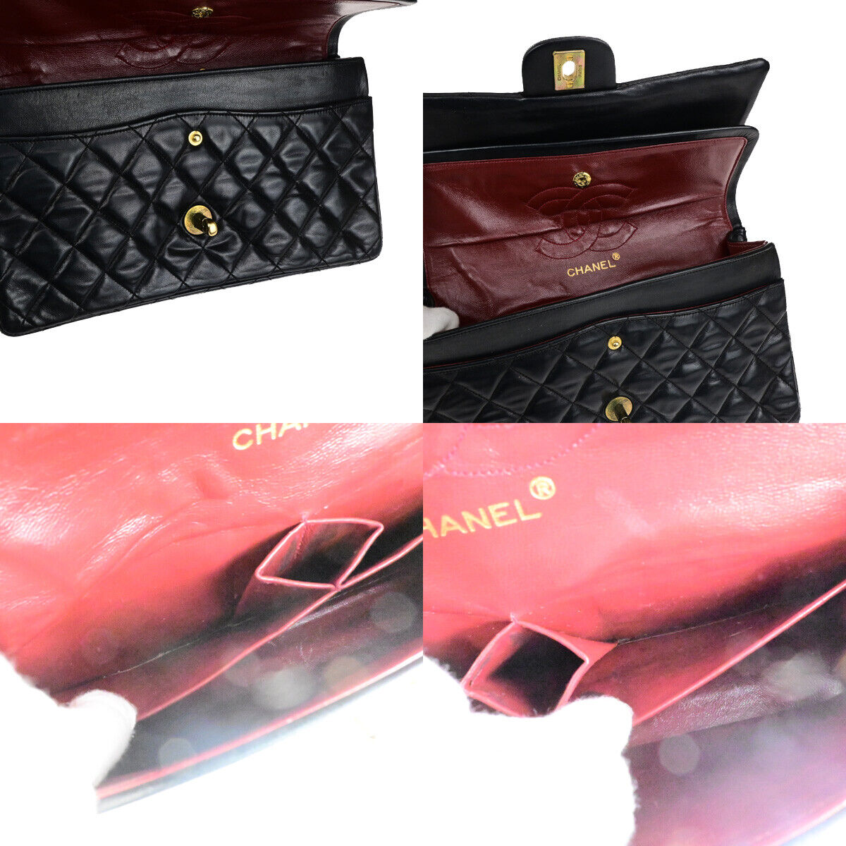 CHANEL CC Matelasse 25 Double Flap Chain Shoulder Bag Leather Black GHW 351RK767
