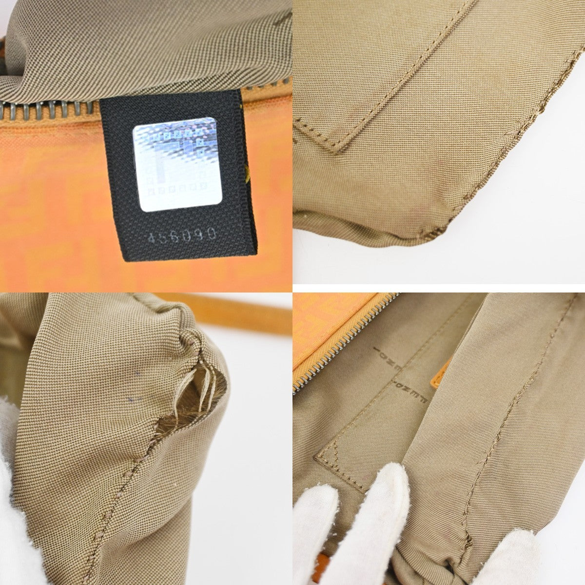 FENDI Zucchino Mini Crossbody Shoulder Bag Canvas Leather Orange Italy 62YH981