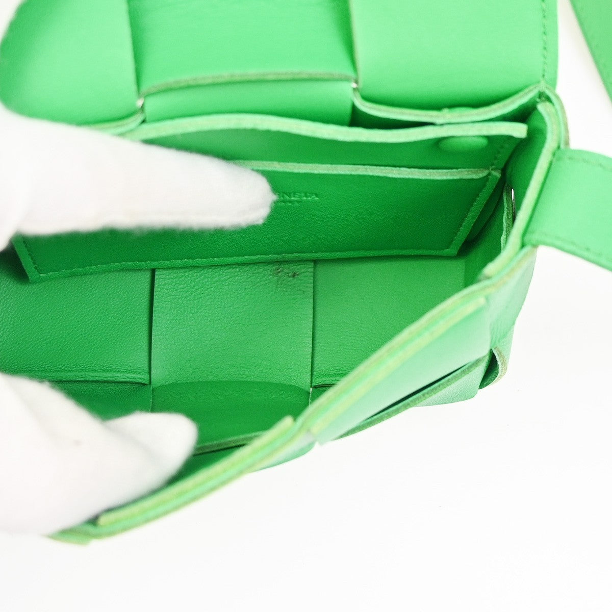 BOTTEGA VENETA Cassette Intrecciato Shoulder Bag Leather Green Parakeet 14ZA101
