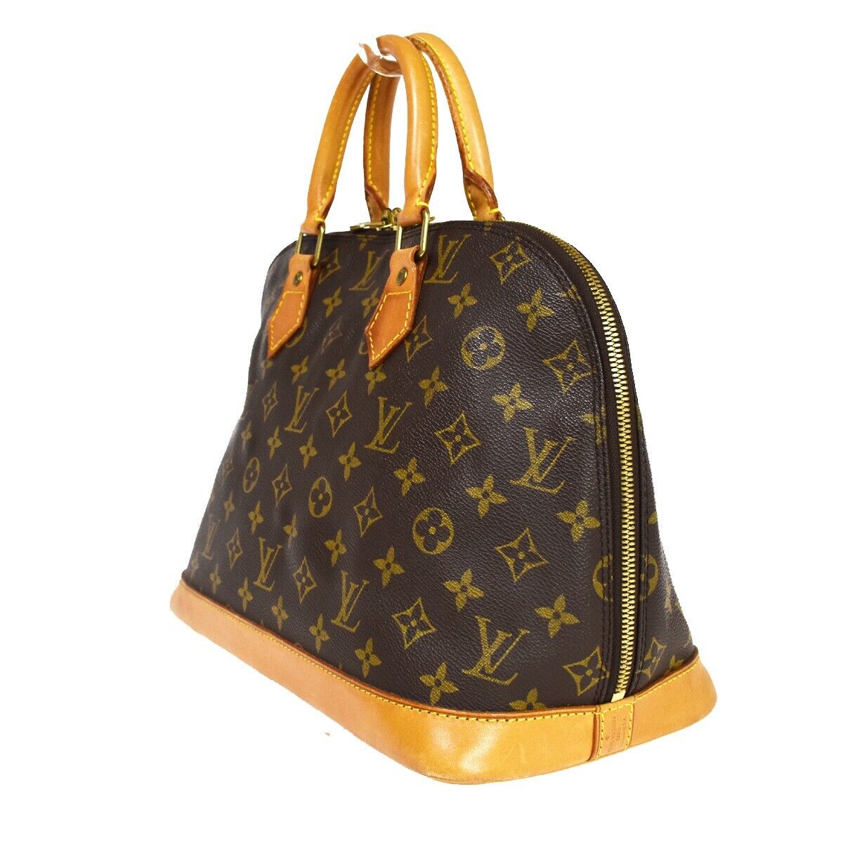 LOUIS VUITTON LV Logo Alma Hand Bag Monogram Leather Brown U.S.A. M51130 85EA821