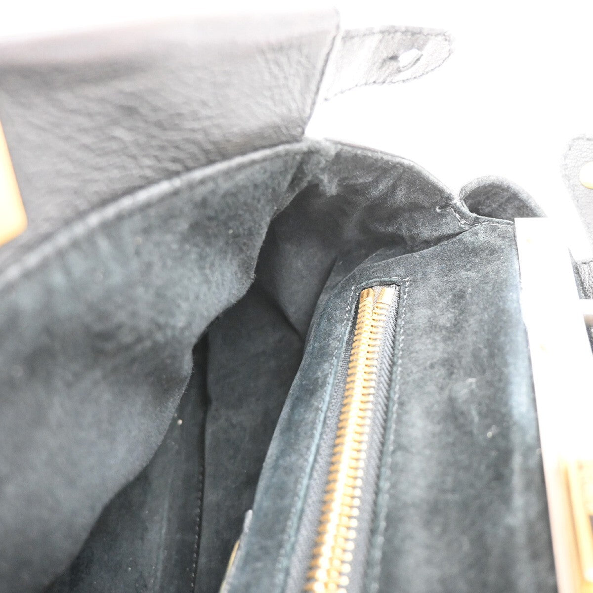 FENDI Logo Peekaboo 2Way Shoulder Hand Bag Leather Black Italy 85EE301