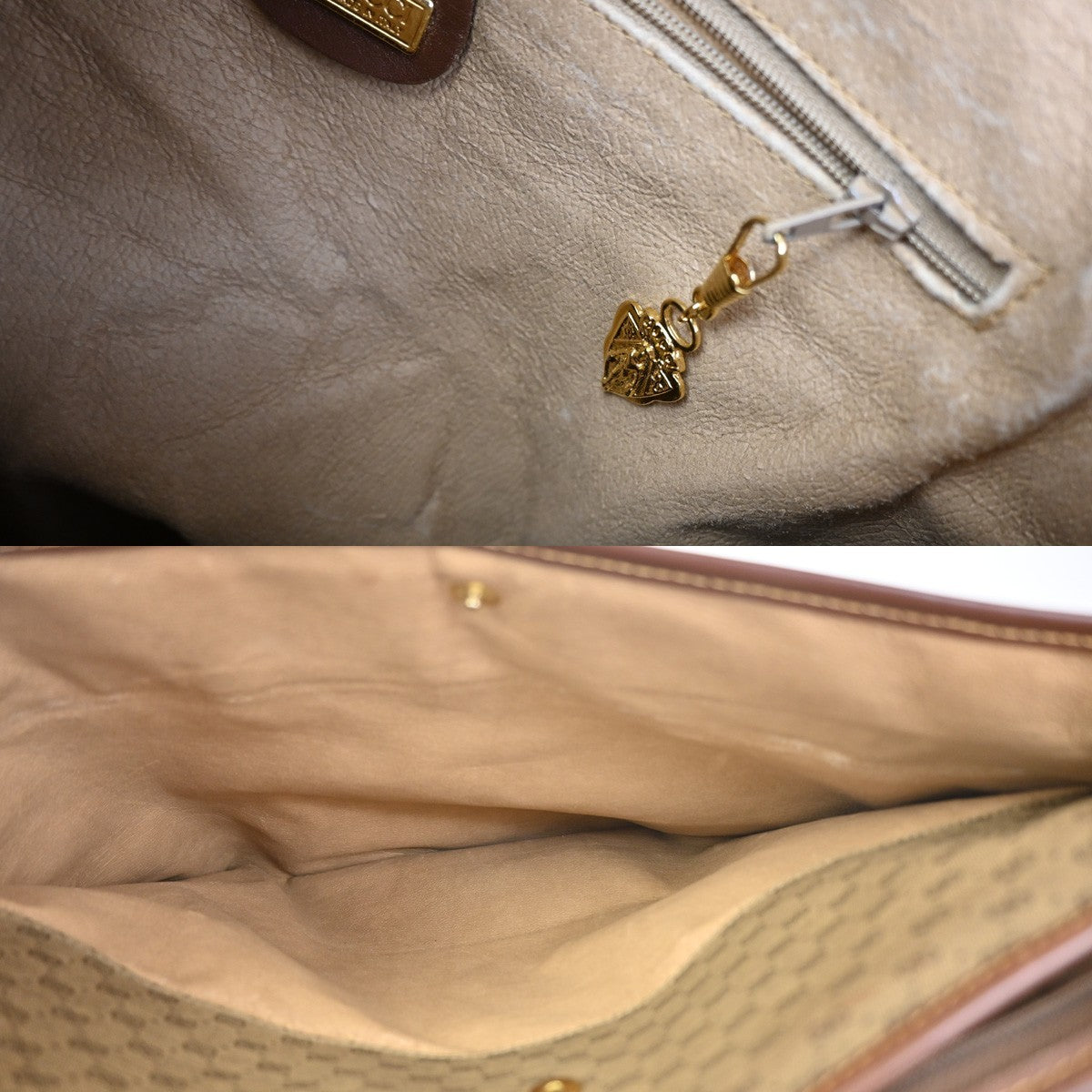 GUCCI Logo Micro GG Pattern Shoulder Tote Bag PVC Leather Brwn GHW Italy 05KC980
