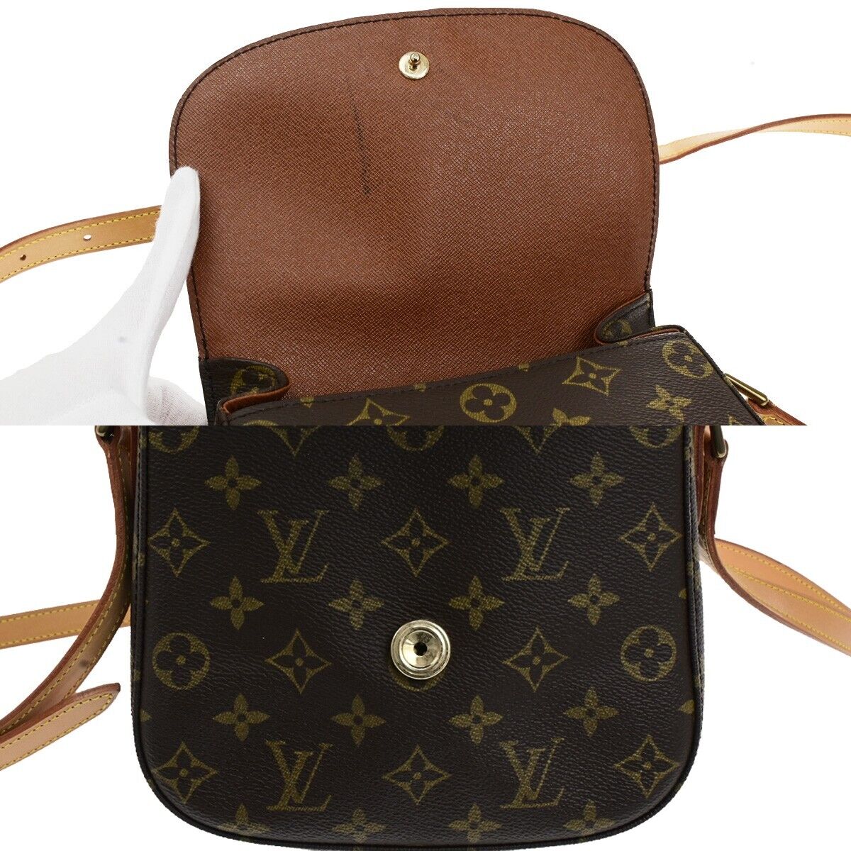 LOUIS VUITTON Saint Cloud MM Shoulder Bag Monogram Leather Brown M51243 87ED457