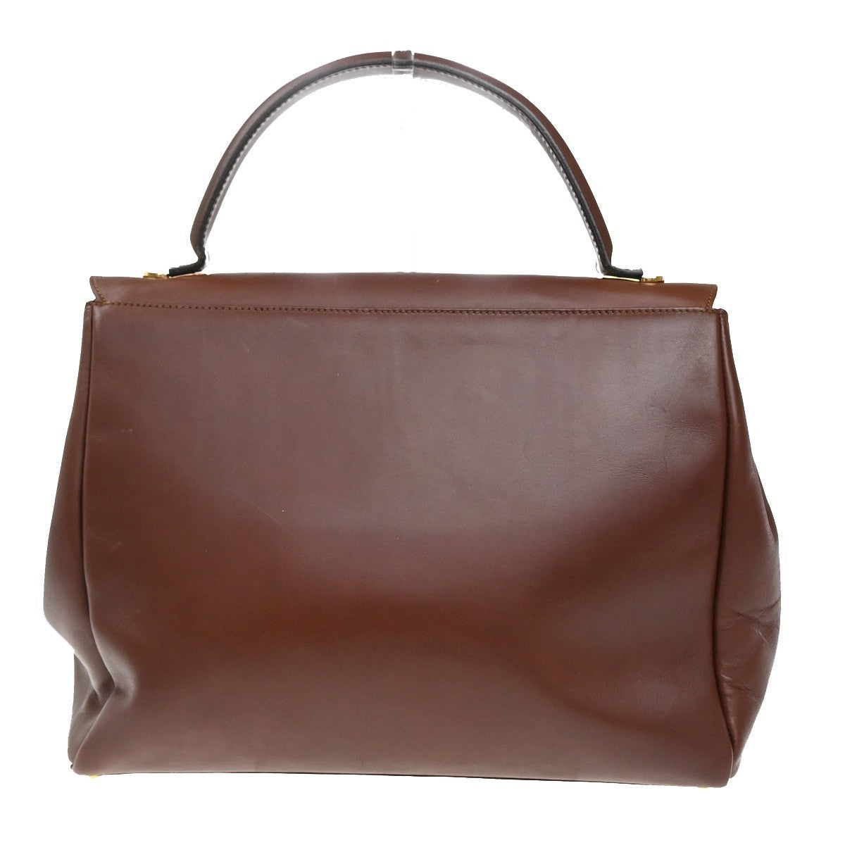 SALVATORE FERRAGAMO Logo Flap Shoulder Hand Bag Leather Brown GHW Italy 67MA410