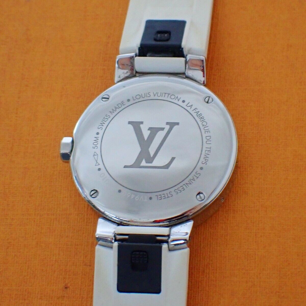LOUIS VUITTON Tambour Moonstar Quartz Watch Rubber Band White Q8J10 680RH773
