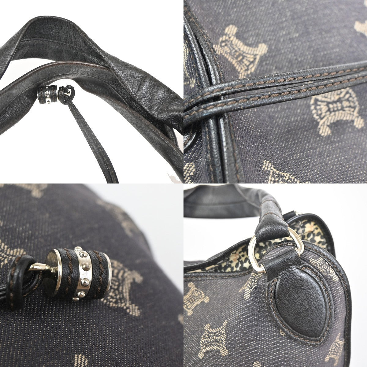 CELINE Logo Bittersweet Macadam Shoulder Bag Denim Leather BN BK SHW 87KC749