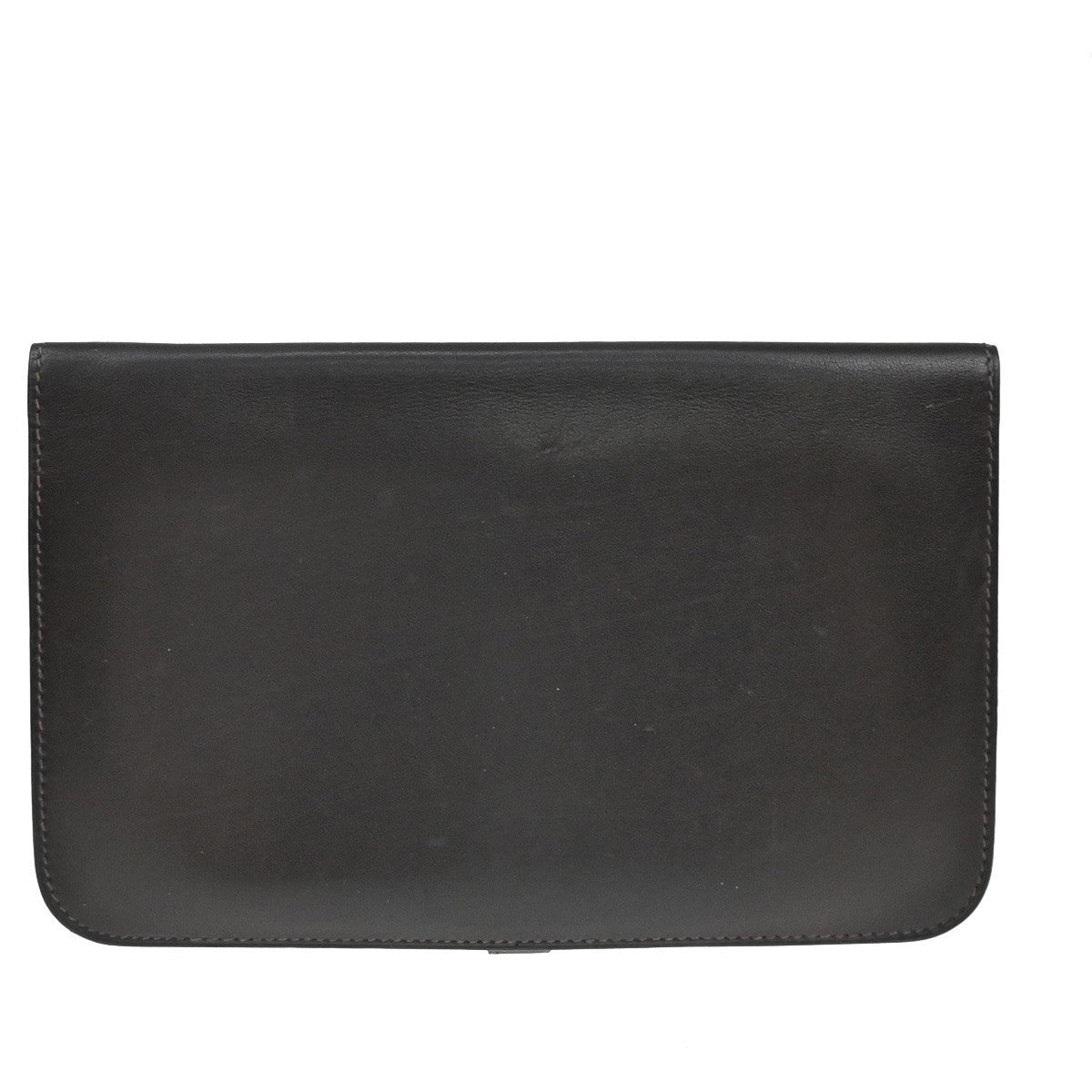 HERMES Logo Dogon GM Long Bifold Wallet Square D Leather Brown SWH 73RF641