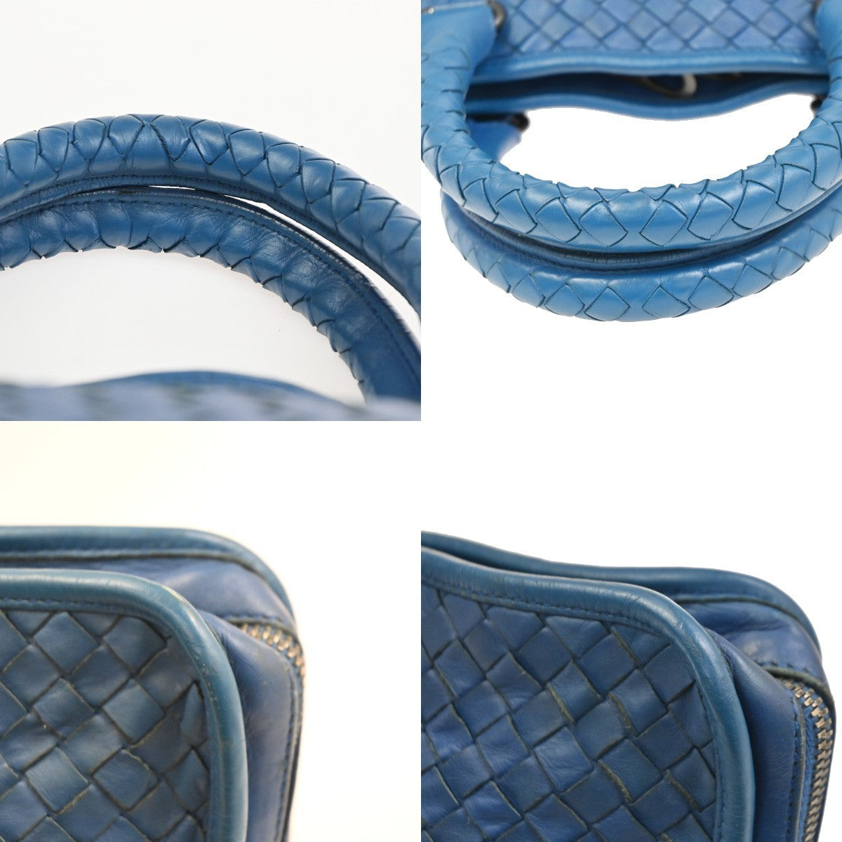 BOTTEGA VENETA Intrecciato Briefcase Logo Top Handle Bag Leather Blue 31CA722